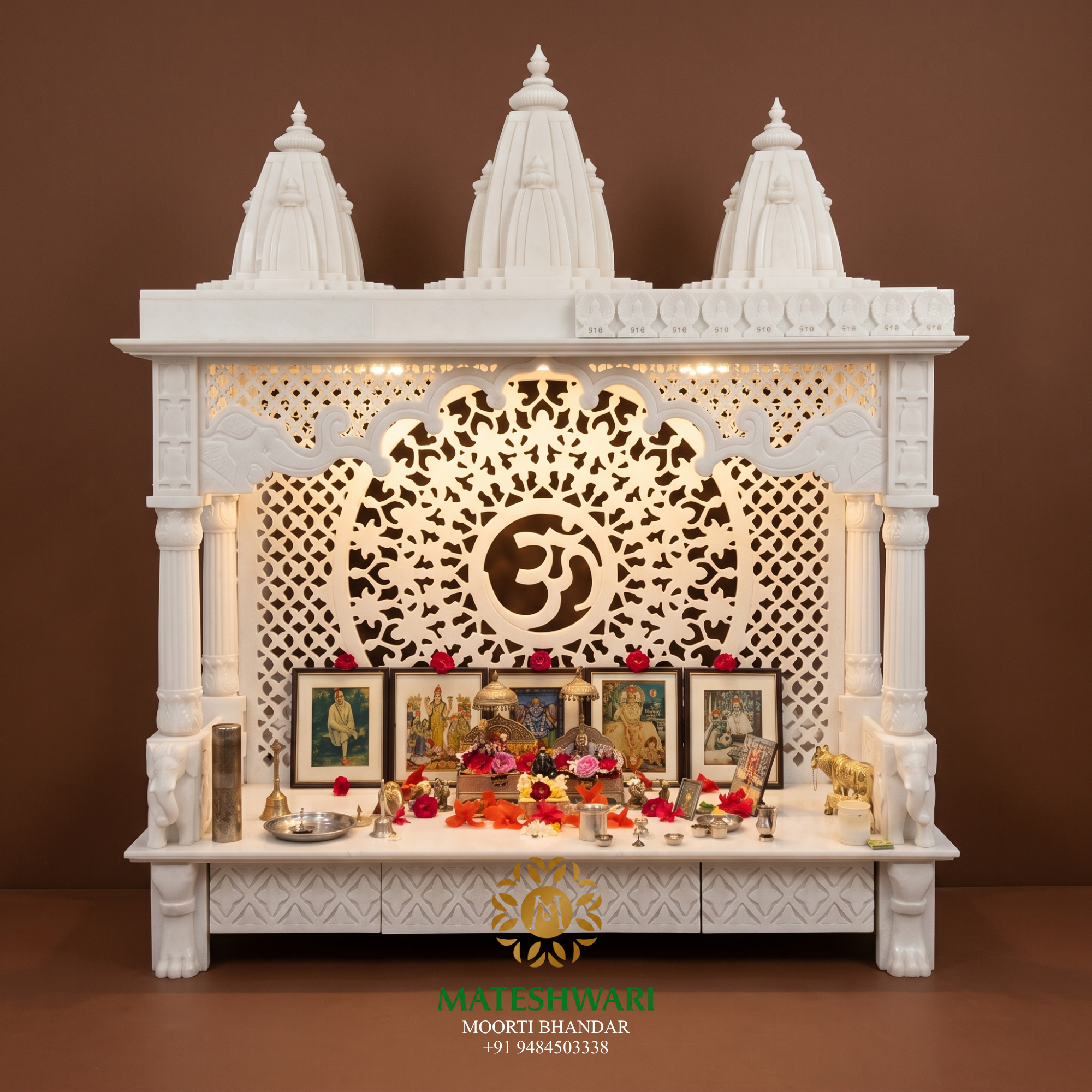 Custom marble temple design with domes